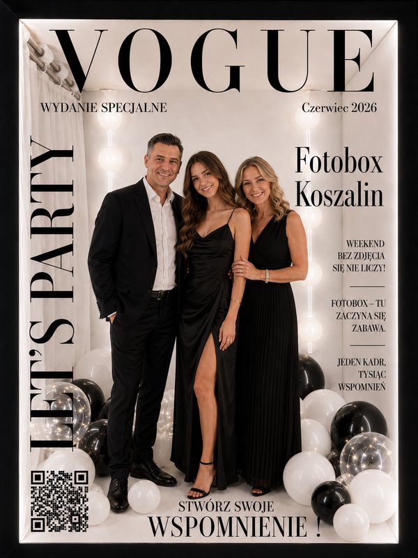 Trzy osoby na okładce „Fotobox Koszalin”